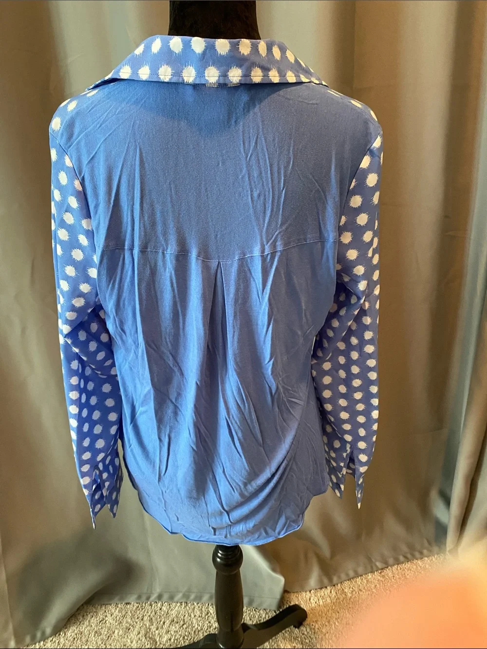 Michael Kors Blue Polka Dot Tie-Front Button-Down Shirt